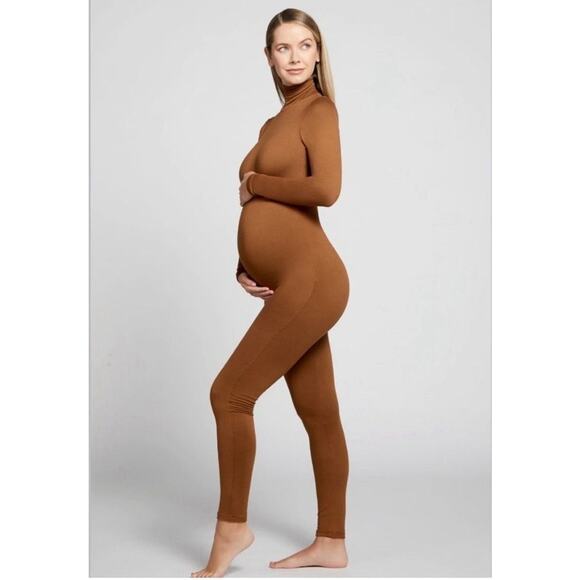 Bumpsuit NWT The Penelope Maternity Turtleneck Unitard Mocha Medium - Picture 1 of 9